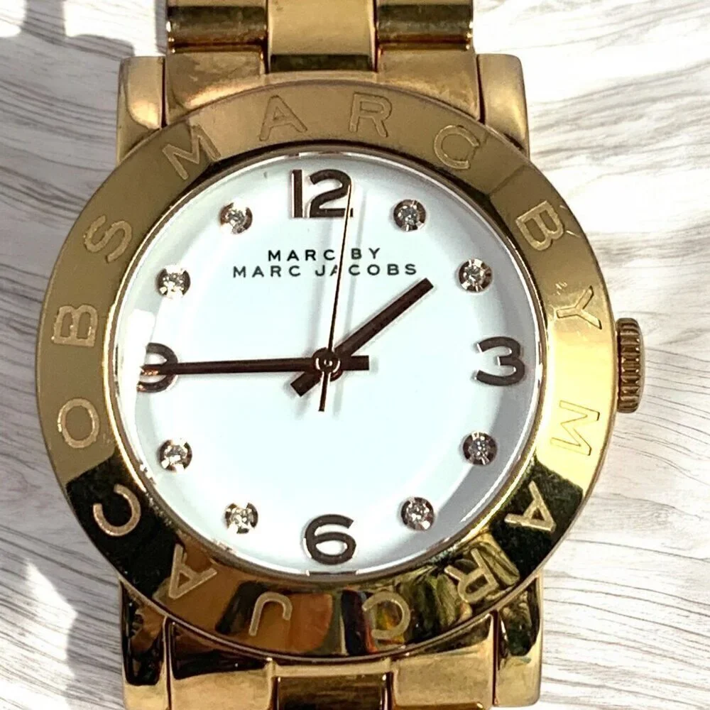 Marc Jacobs AMY Rose Gold Tone Stainless Steel Analog Crystal Wristwatch MBM3077